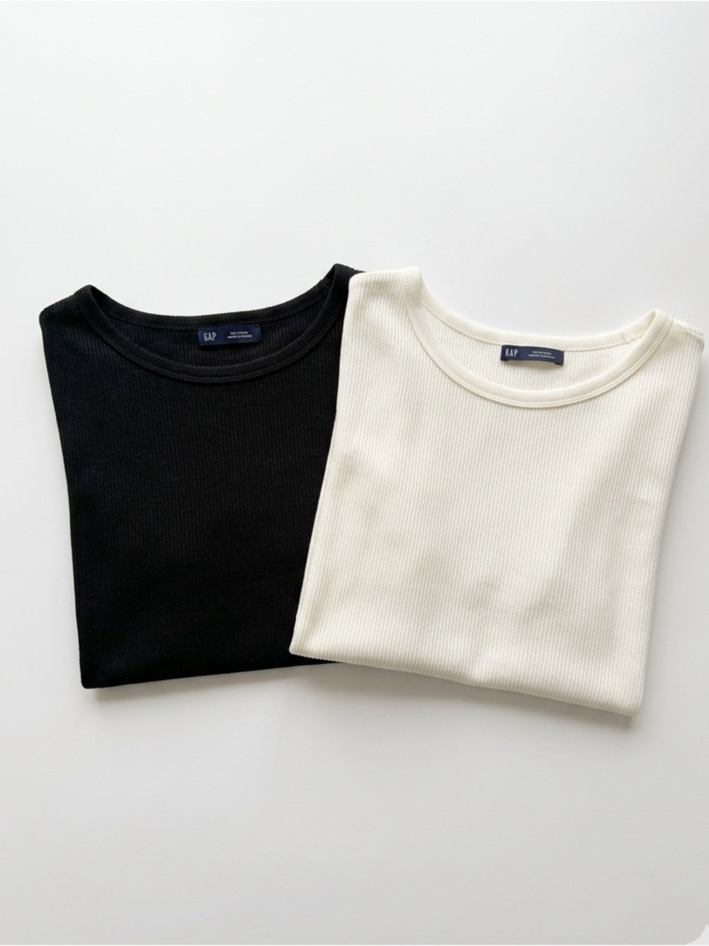 GAP Ribbed Crew Neck Tops - Black & White